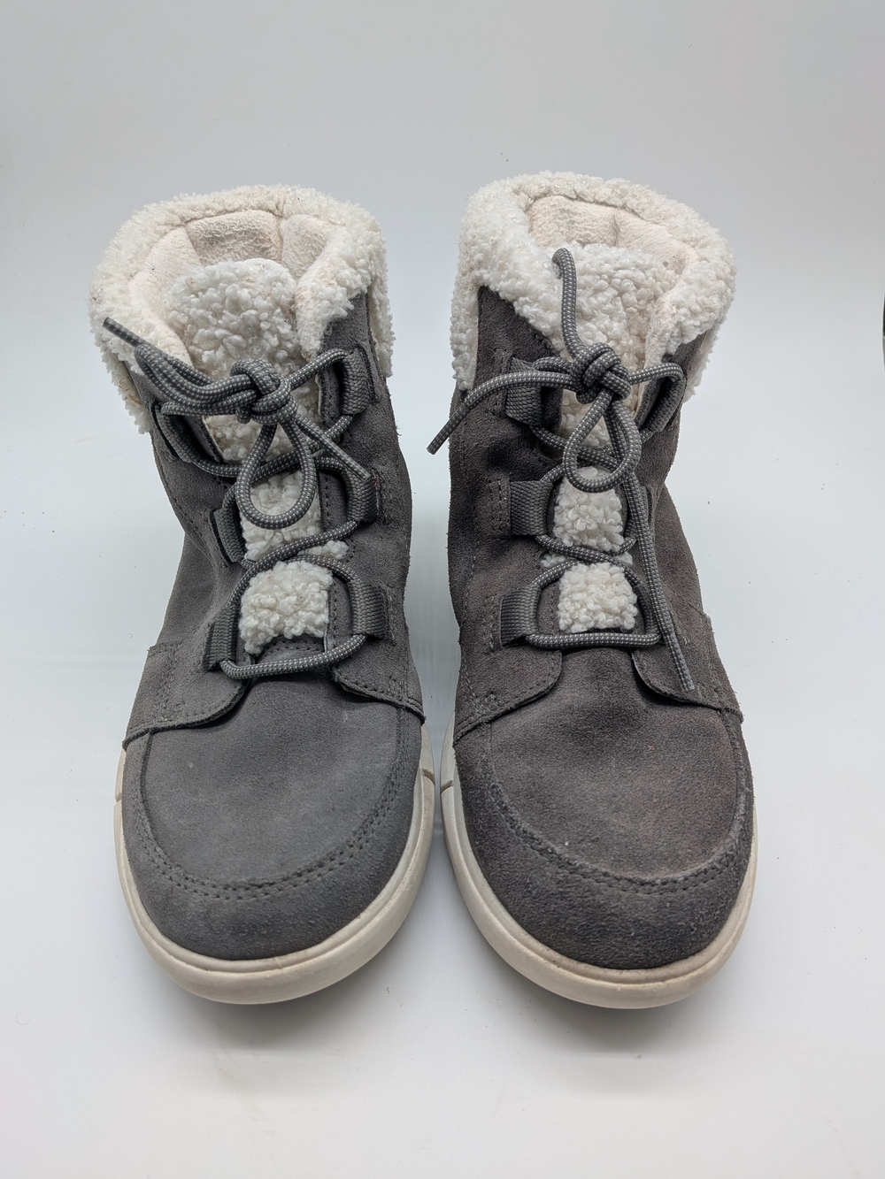 Sorel Explorer II Carnival Cozy Winter Boots Grey Faux Fur Womens Size 9